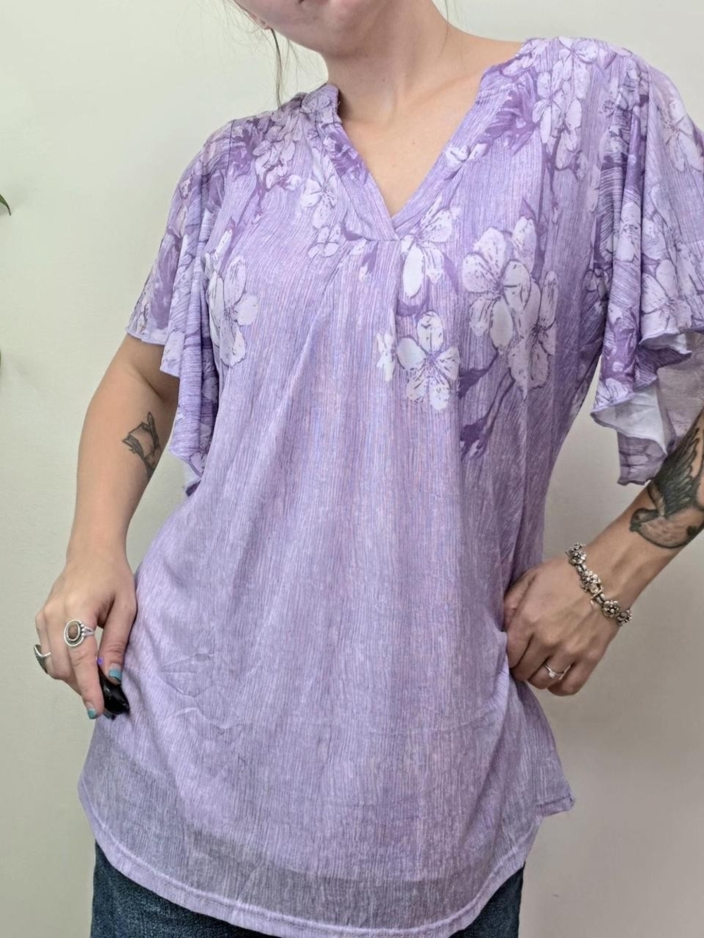 y2k floral fairy flowy sleeve top - Picture 4 of 7